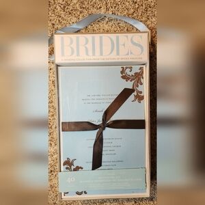 Bride Magazine Print your own Invitation Kit response card envelope Teal Brown